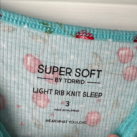 Torrid Super Soft Rib Lace Trim Sleep Chemise Very Cherry Aqua Sky - Picture 8 of 8